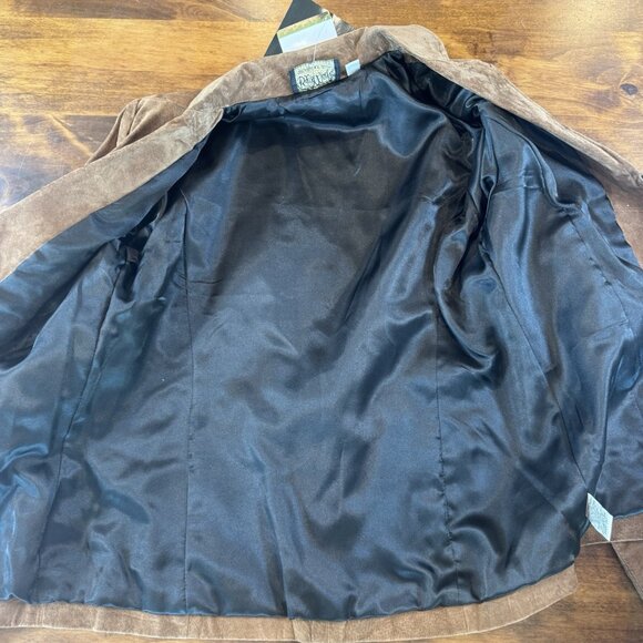 Vtg Bob Mackie Brown Leather Jacket Women's M Embroidered Western Bikercore NWT - Picture 9 of 11